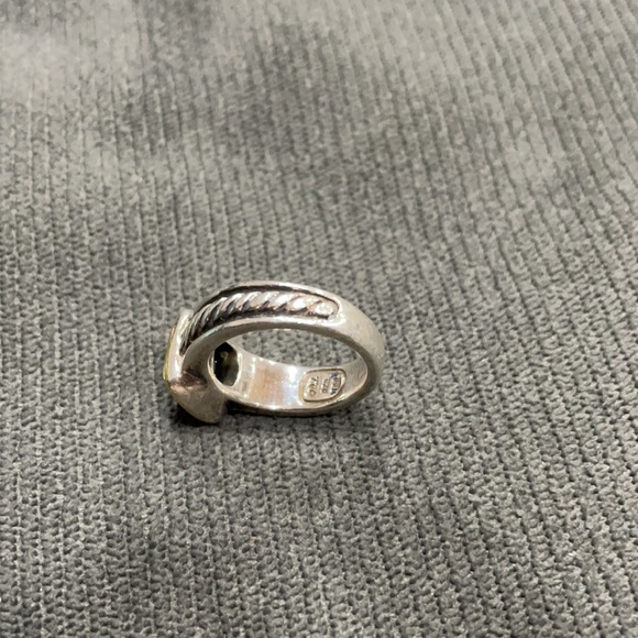 David Yurman Gold & Silver Blue Topaz Cable Ring - Picture 8 of 11